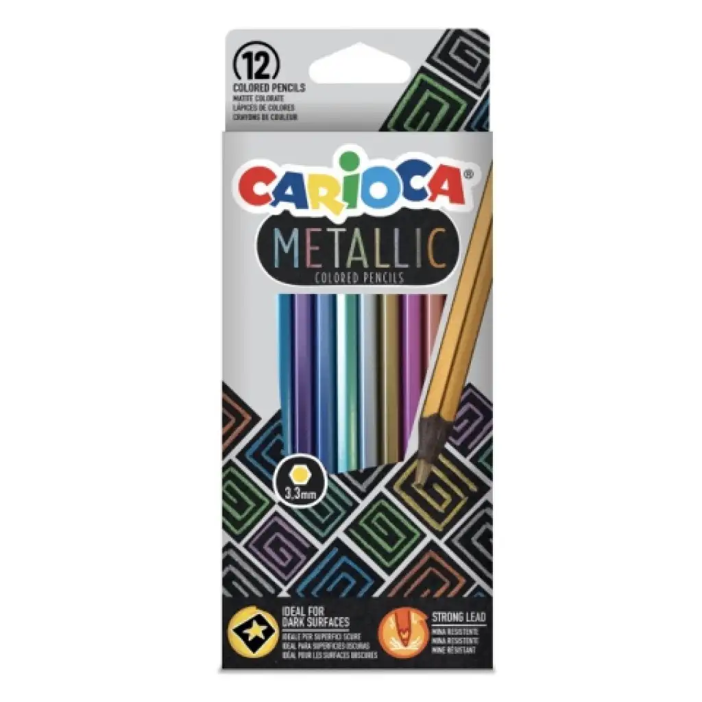 imagen de Set de lápices de colores metálicos de 12 unidades - Carioca 1