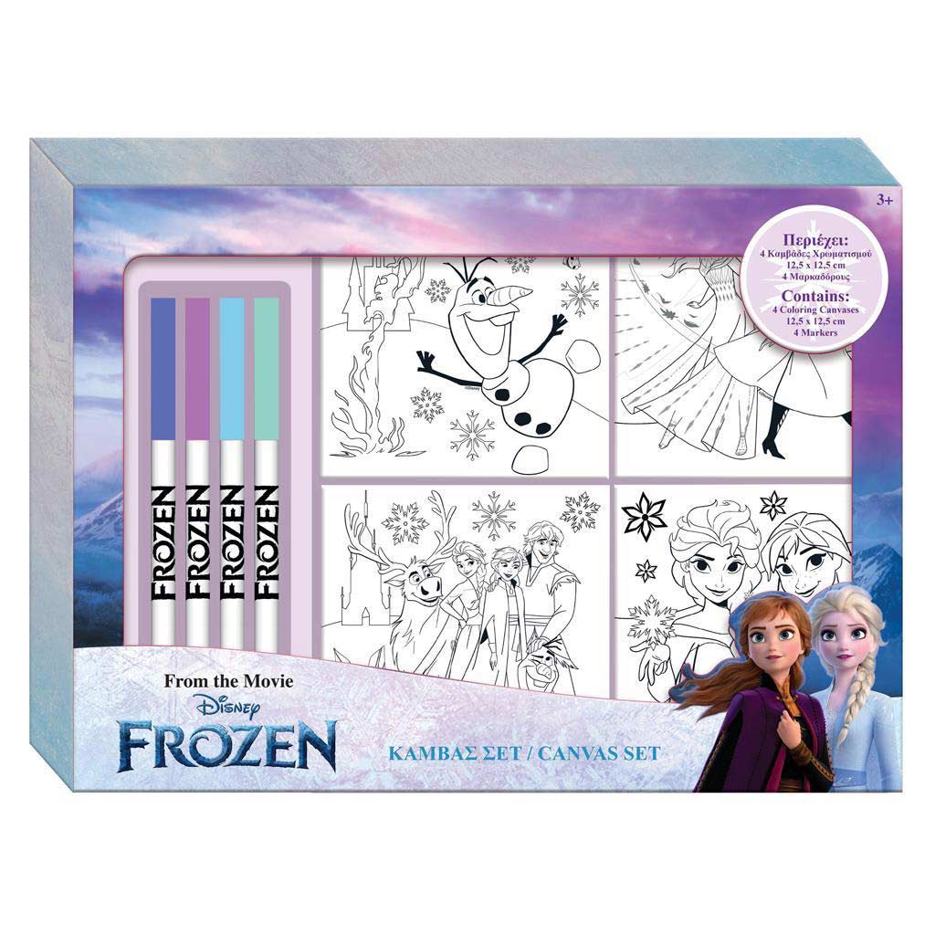 imagen de Set de lienzos para colorear de Frozen 4 piezas con rotuladores 1