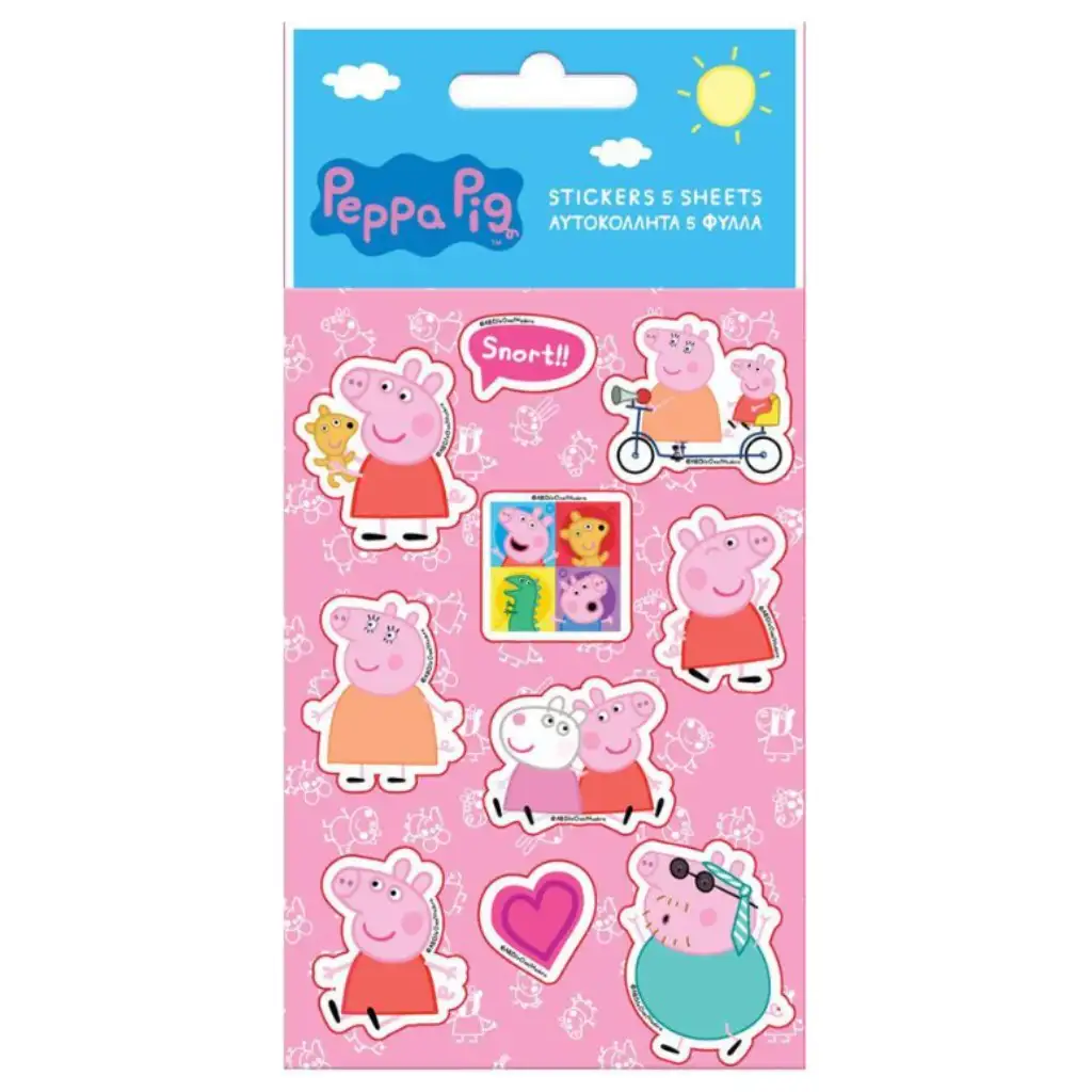 imagen de Set de pegatinas autoadhesivas de Peppa Pig  en hojas de 8x12cm 5ud 1