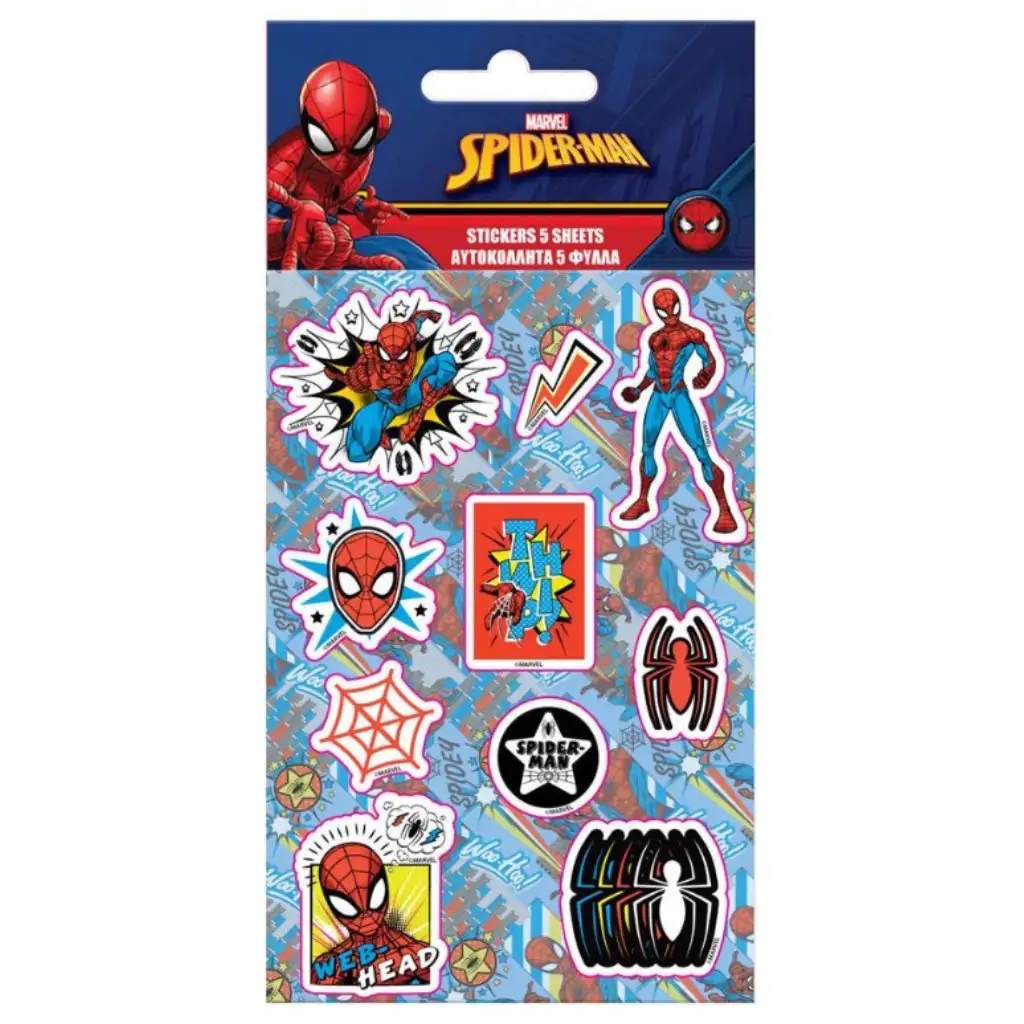 imagen de Set de pegatinas autoadhesivas del asombroso Spider-Man en hojas de 8x12cm, 5 unidades 1