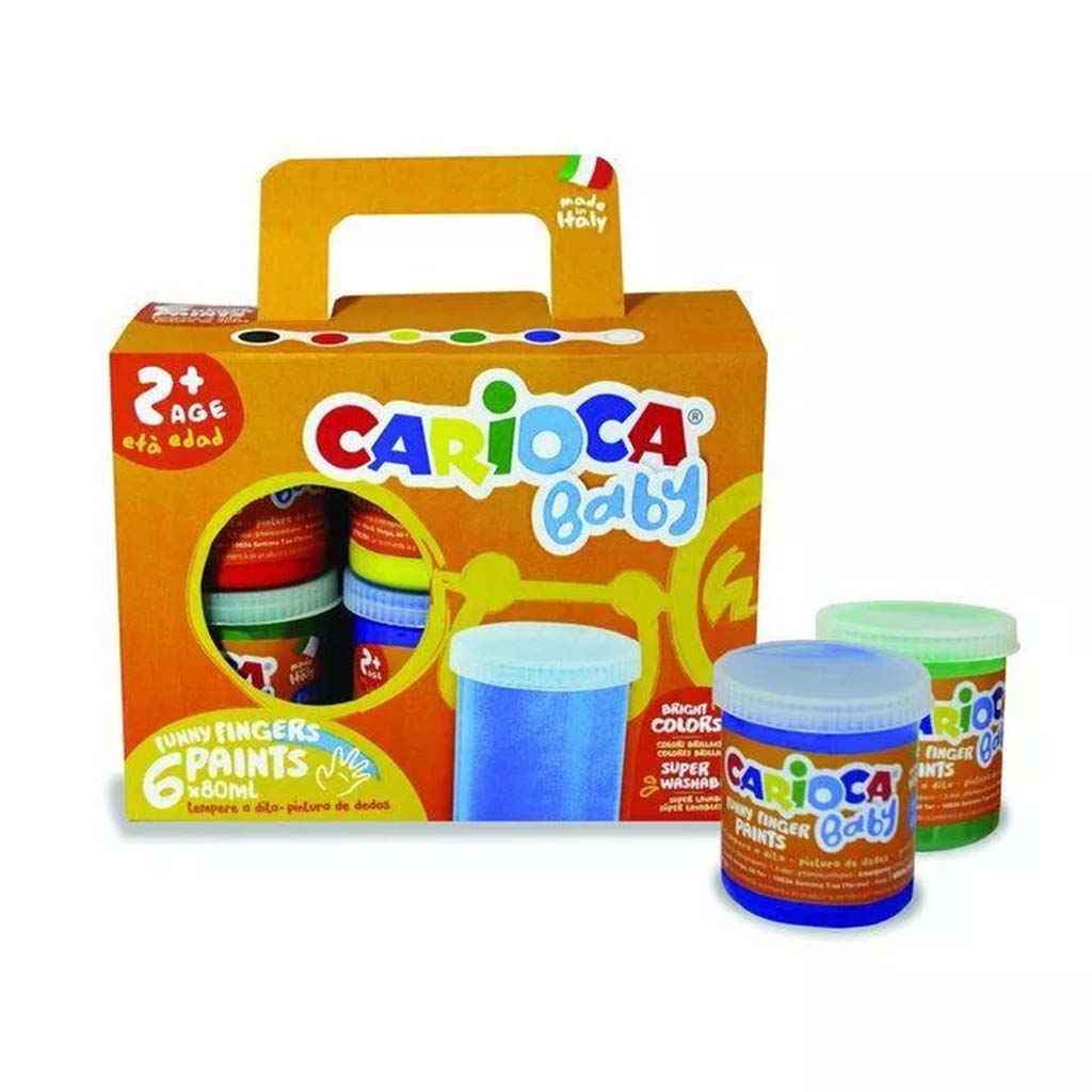 imagen de Set de pintura de dedos para bebés con diferentes colores 6x80ml - Carioca 1