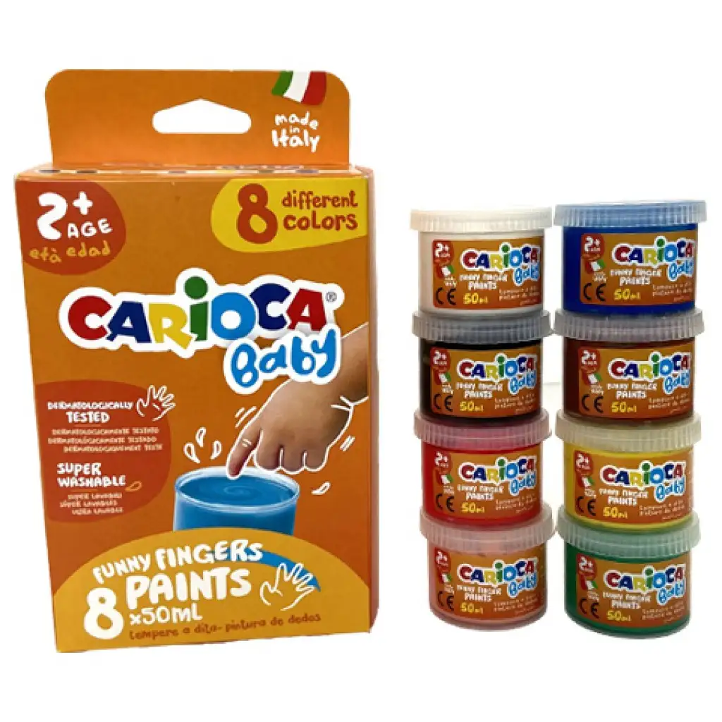 imagen de Set de pintura de dedos para bebés con diferentes colores 8x50ml - Carioca 1