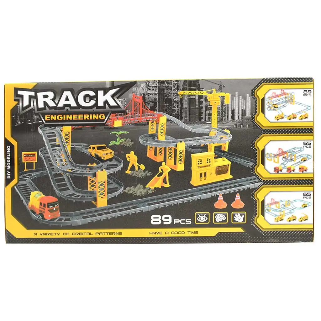 imagen de Set de pista de carreras Track Engineering con maquinaria de construcción y trabajadores de 89 piezas 2