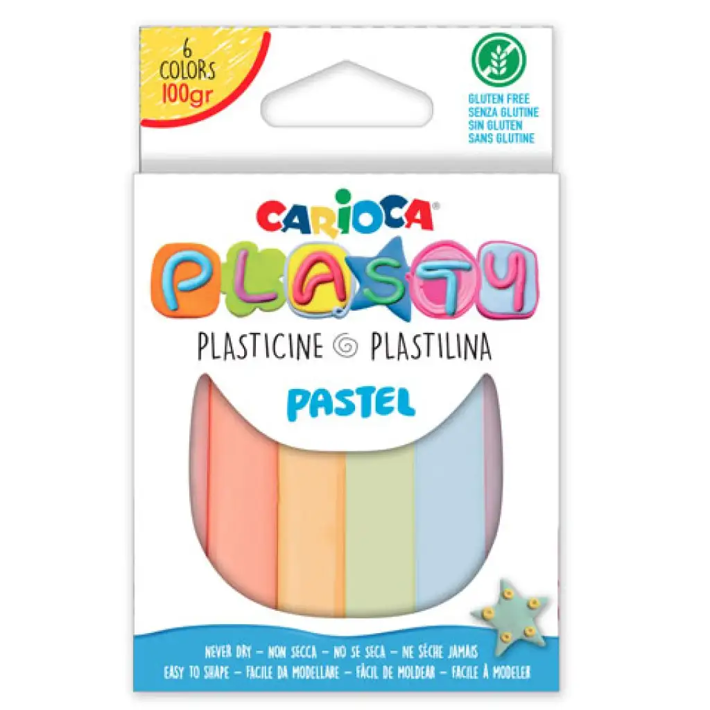imagen de Set de plastilina de colores pastel 6 unidades 100g - Carioca 1