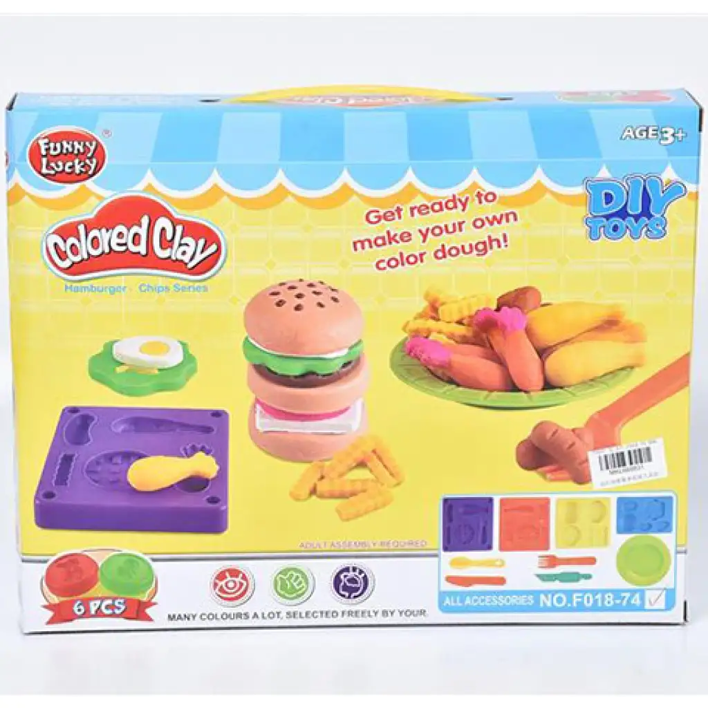 imagen de Set de plastilina para hacer almuerzos de 6 piezas con plastilina de diferentes colores y moldes 1