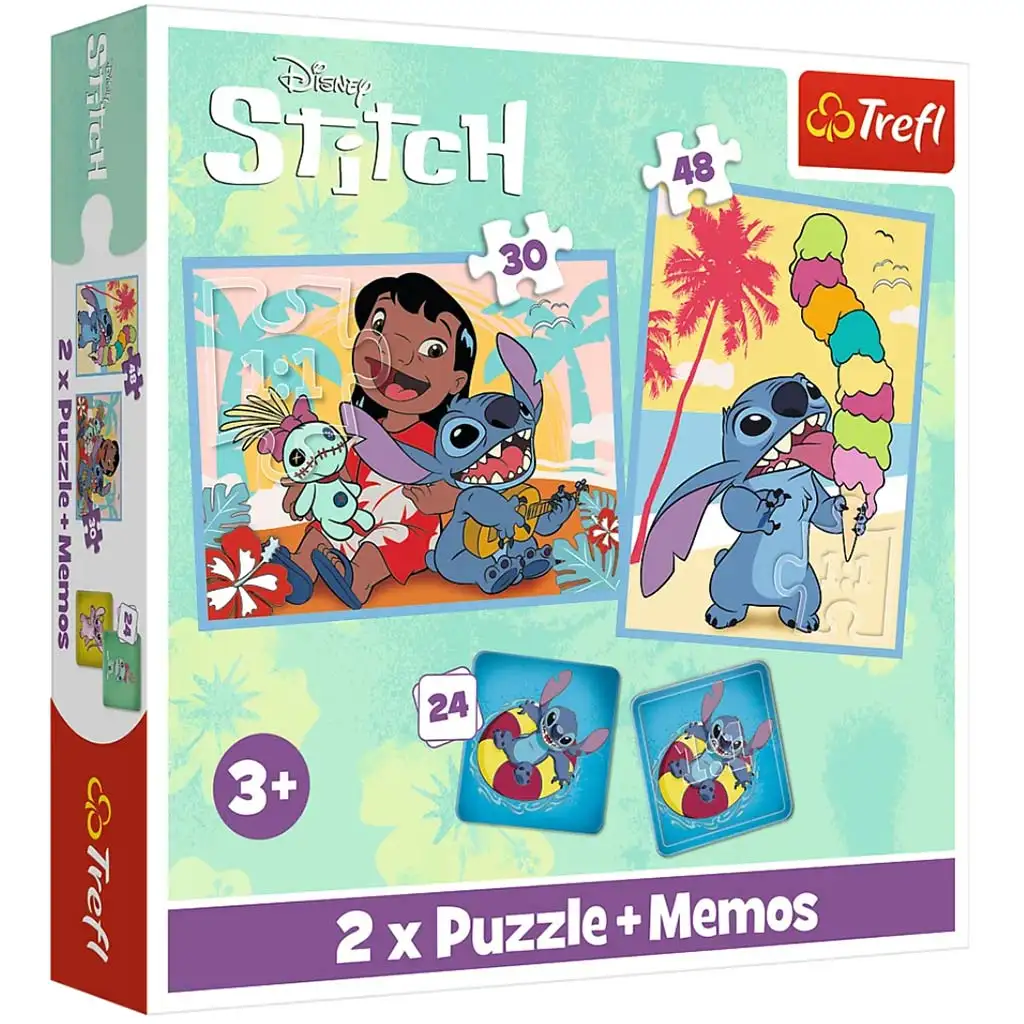 imagen de Set de rompecabezas y tarjetas de memoria Disney Lilo&Stitch 2 en 1 - Trefl 1