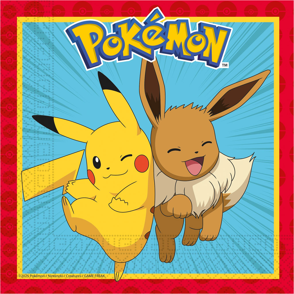 imagen de Set de servilletas de papel Pokémon - 2 capas, 33x33cm, 20ud 1