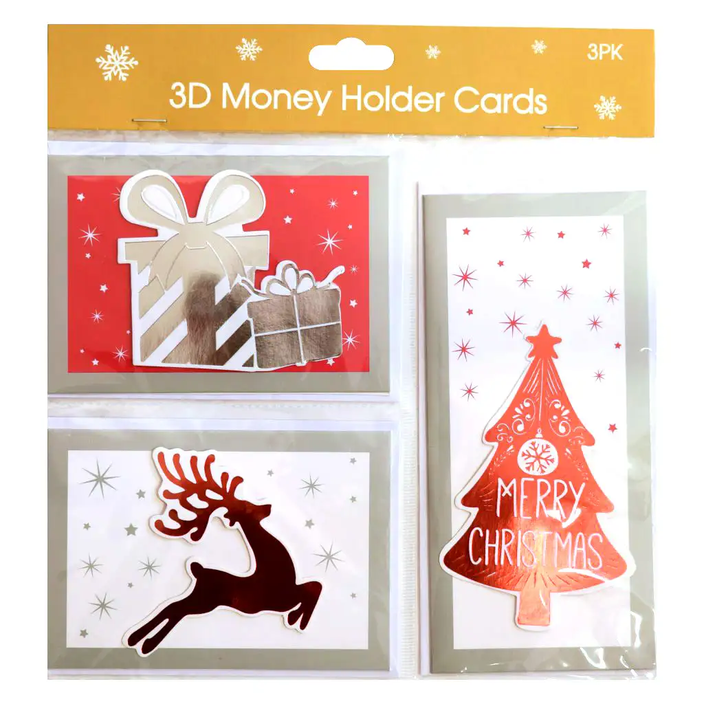 imagen de Set de tarjetas de felicitación 3D de Navidad con sobre en varias versiones de 3 unidades 5