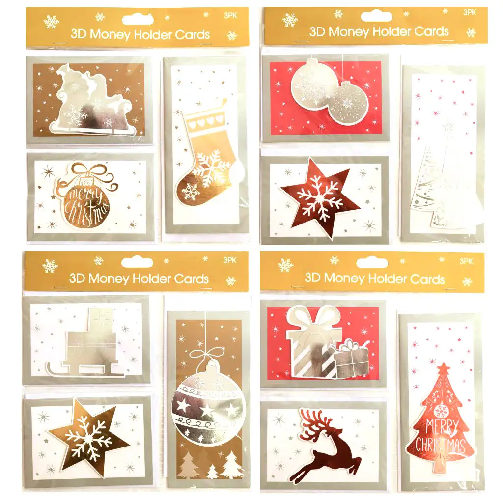 imagen de Set de tarjetas de felicitación 3D de Navidad con sobre en varias versiones de 3 unidades 1