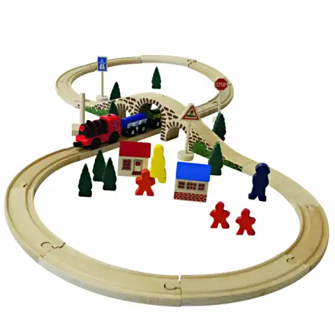 imagen de Set de vía de tren de madera de 8 piezas 3