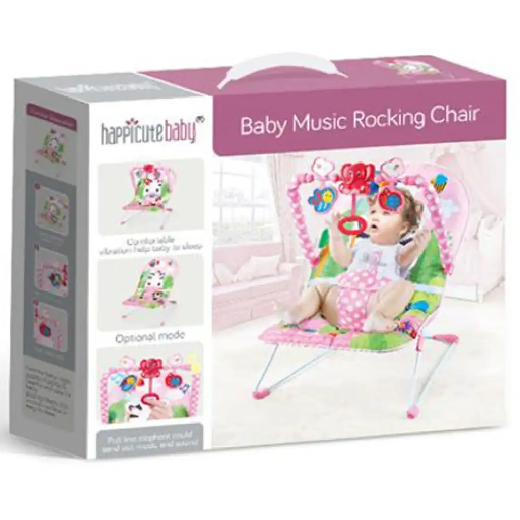 imagen de Silla de descanso vibrante y musical en color rosa con diseño de cebra 2