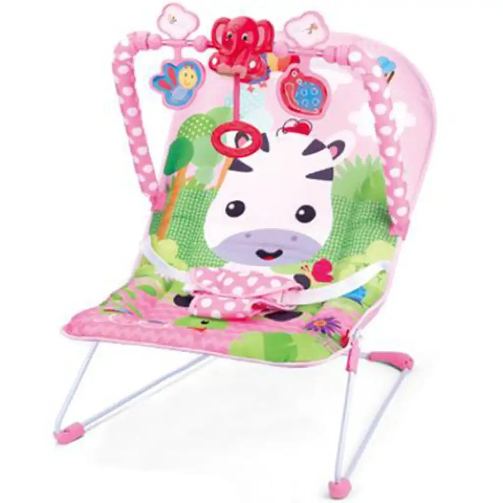 imagen de Silla de descanso vibrante y musical en color rosa con diseño de cebra 1