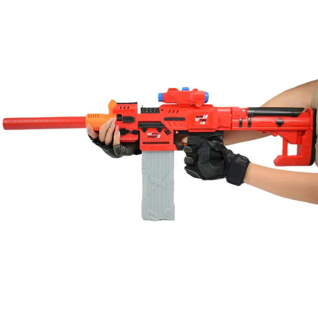 imagen de Sniping: Arma de dardos de esponja eléctrica transformable con balas y diana 79cm 4