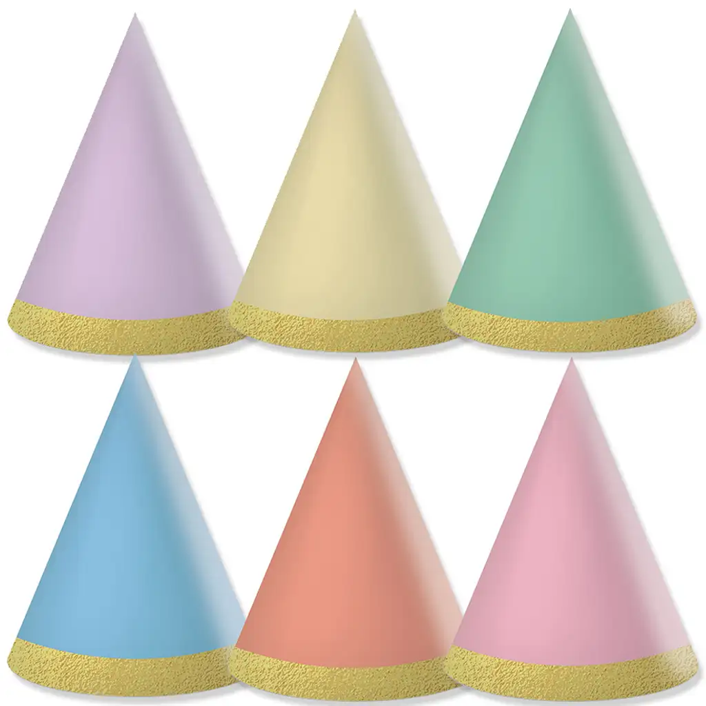 imagen de Sombrero de fiesta mini en colores pastel set de 6 1