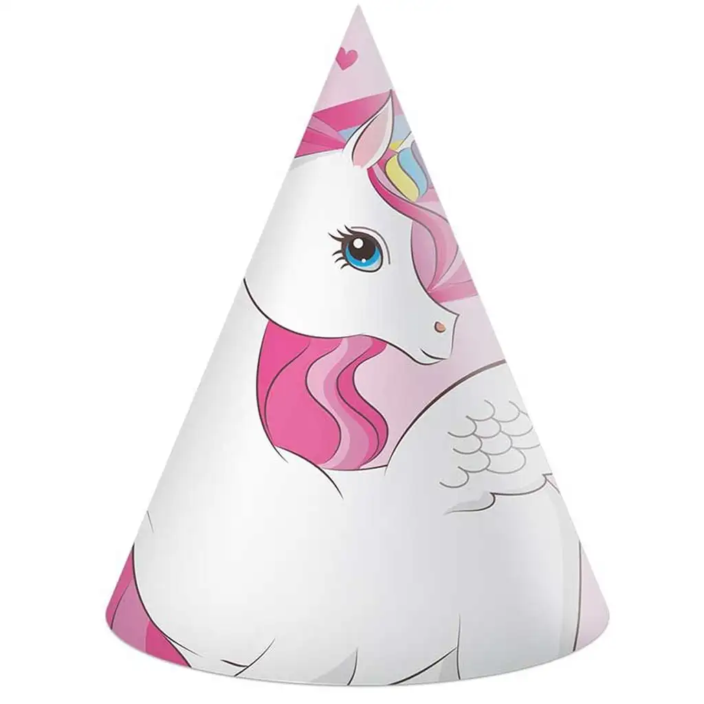 imagen de Sombrero de fiesta unicornio arcoíris set de 6 1