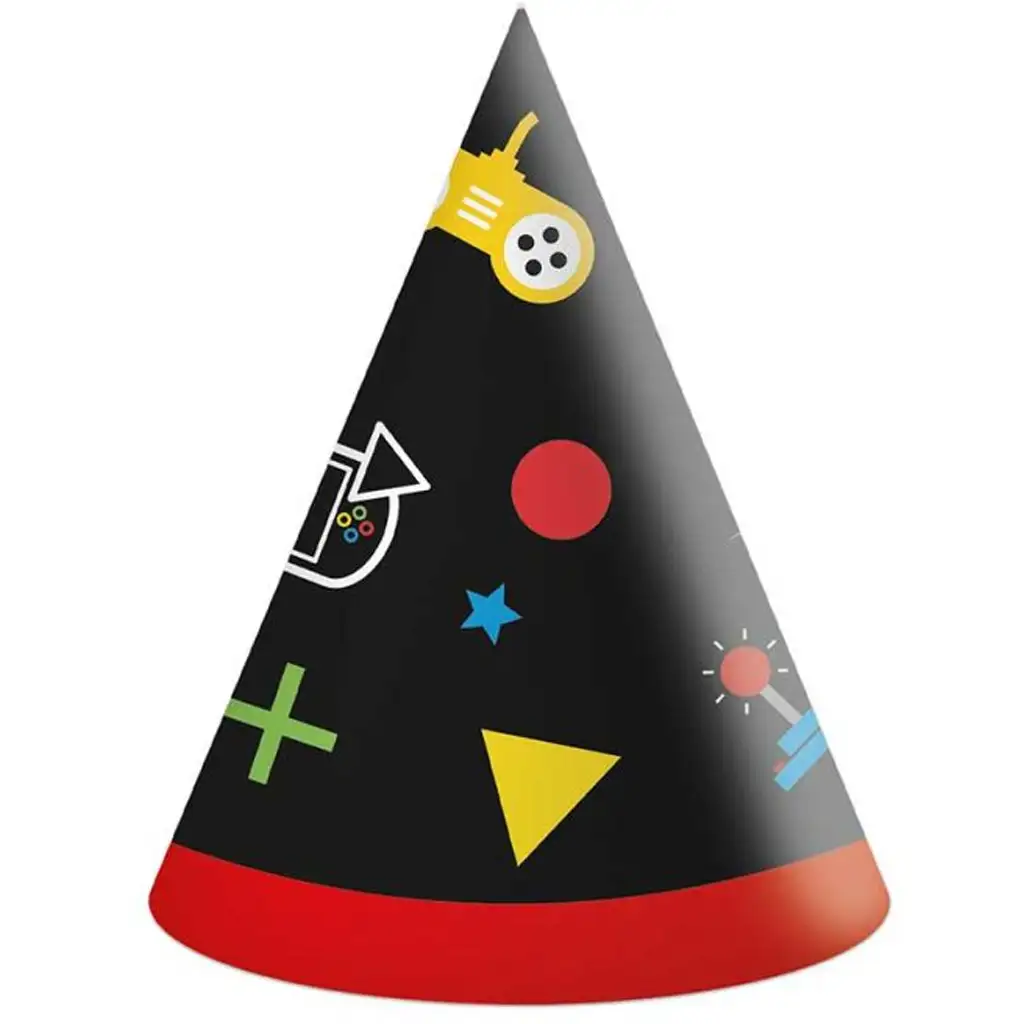 imagen de Sombrero de papel de fiesta con diseño gamer, set de 6 unidades 1