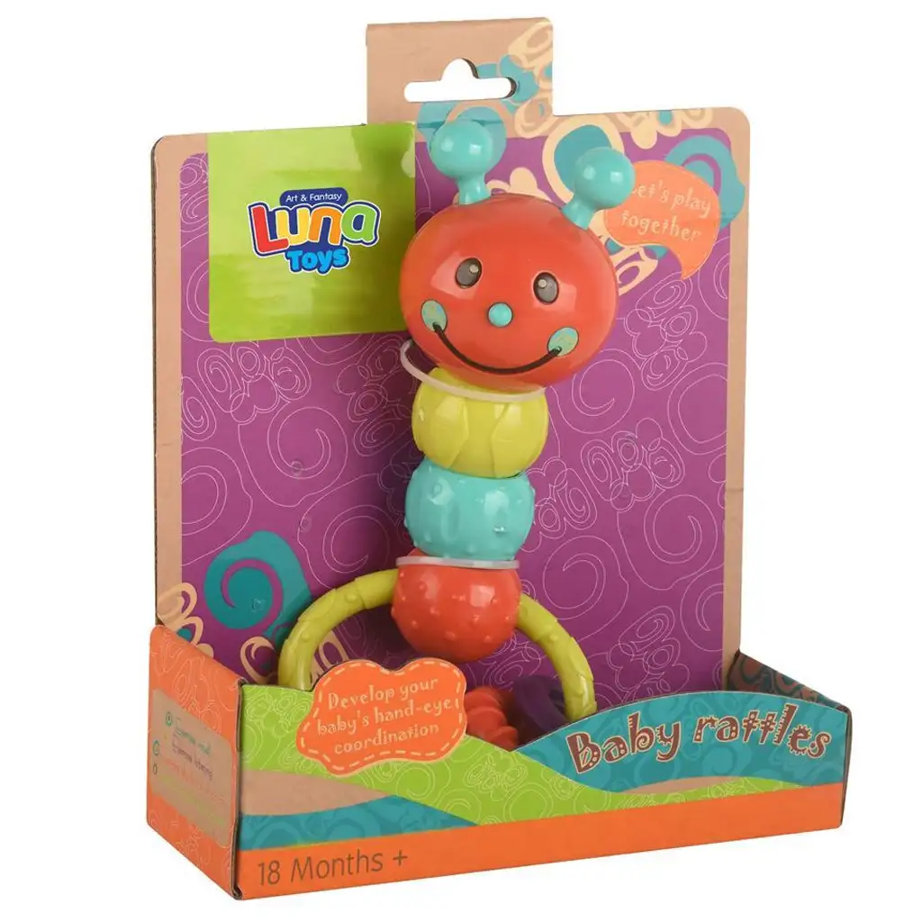 imagen de Sonajero y mordedor de bebé en forma de oruga de 18cm 3