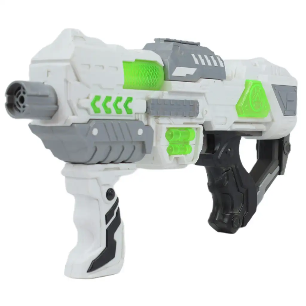 imagen de Space Series: Arma espacial blanca con soporte, luz y sonido de 40 cm 3