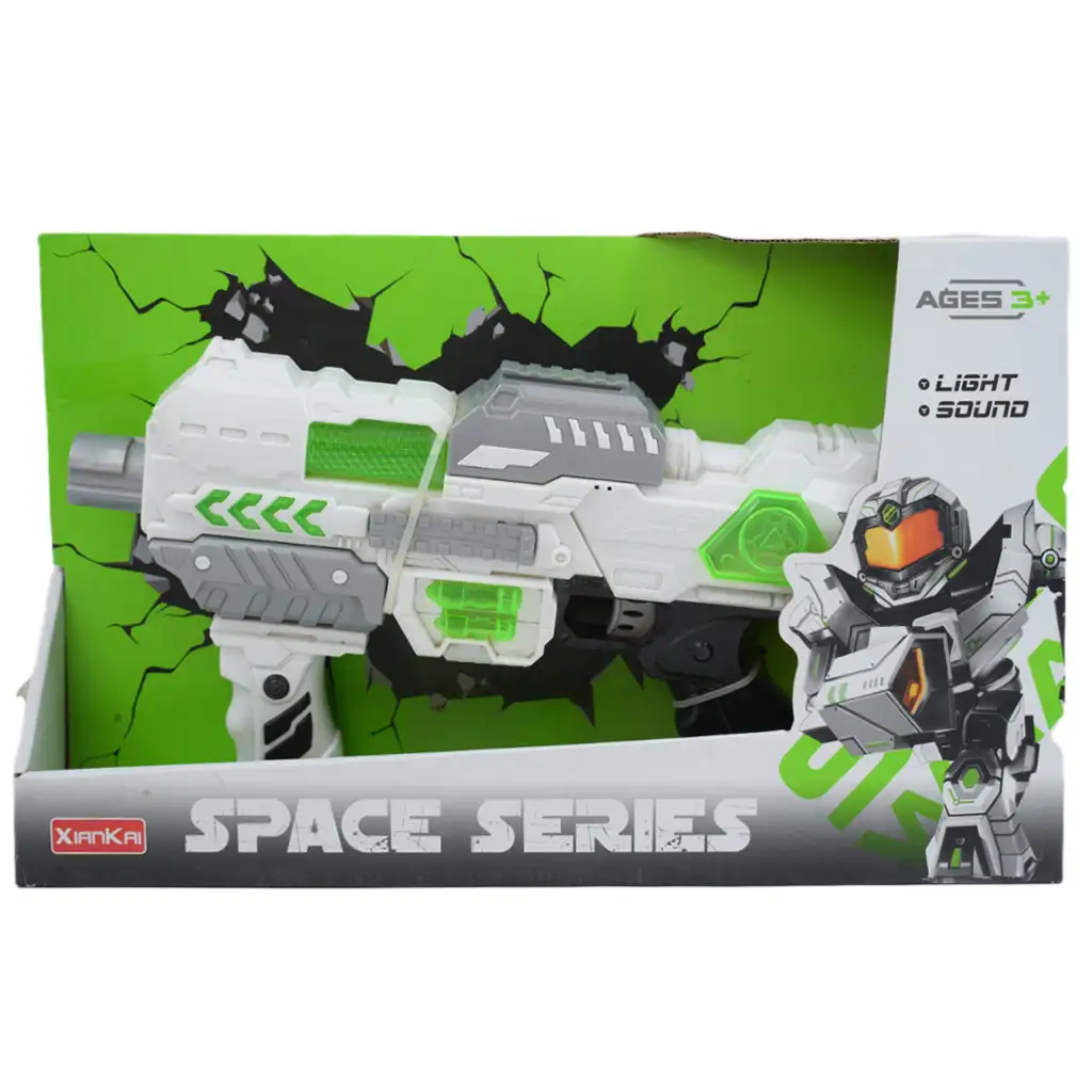 imagen de Space Series: Arma espacial blanca con soporte, luz y sonido de 40 cm 5