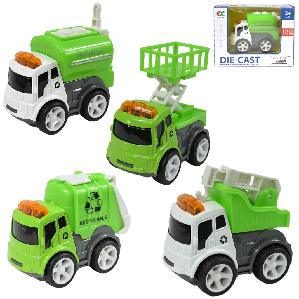 imagen de Speed Racer: Camión de basura con ruedas en varias versiones 6cm 1ud 1