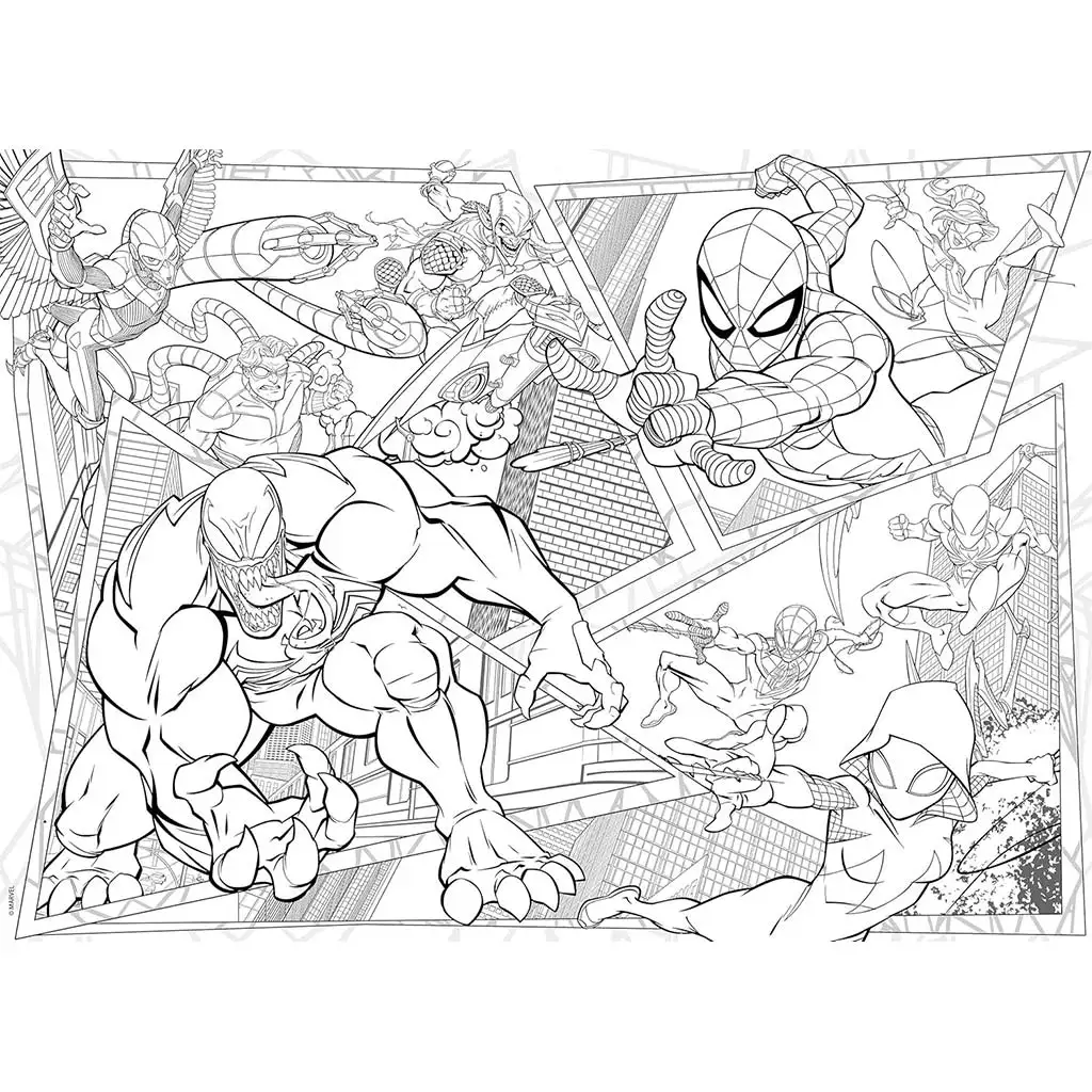 imagen de Spider-Man 2 en 1 maxi 150 piezas puzzle y colorear 70x50cm - Lisciani 2