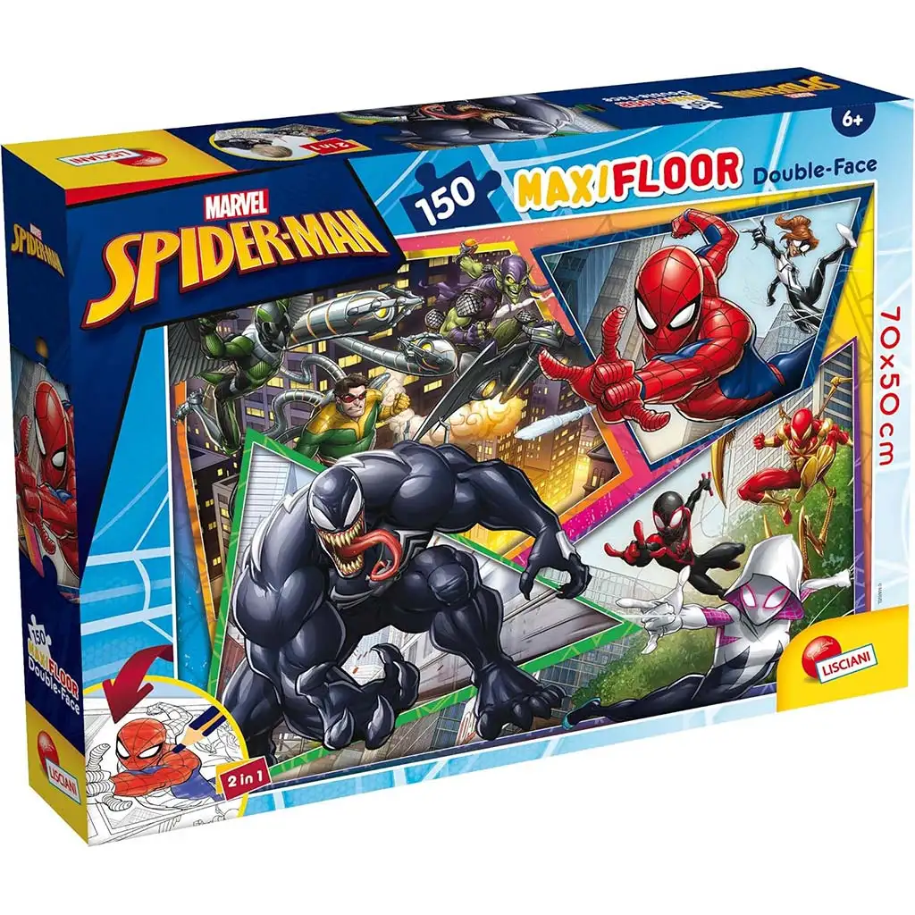 imagen de Spider-Man 2 en 1 maxi 150 piezas puzzle y colorear 70x50cm - Lisciani 1