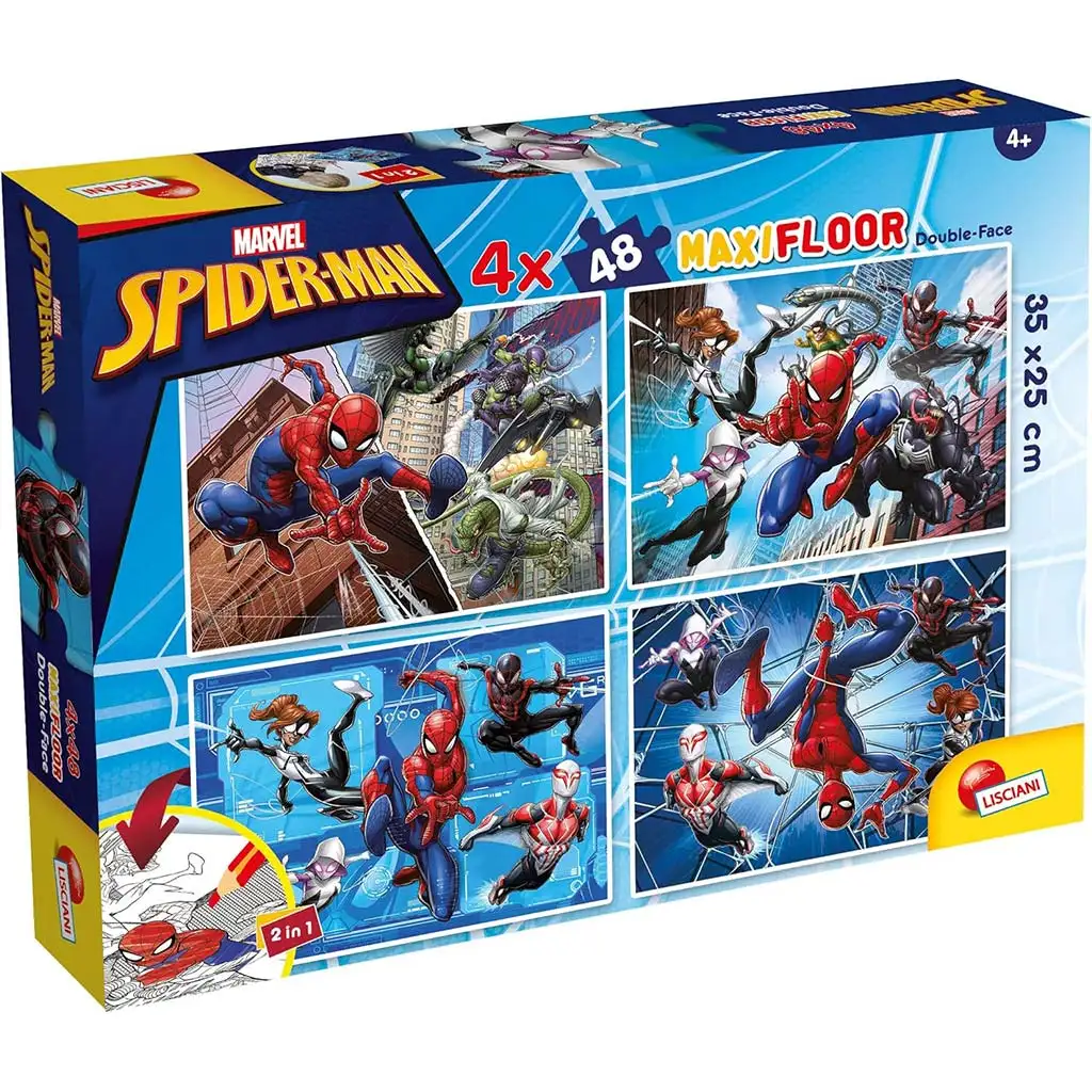 imagen de Spider-Man 2 en 1 maxi puzzle de 48 piezas y colorear 35x25cm - Lisciani 1
