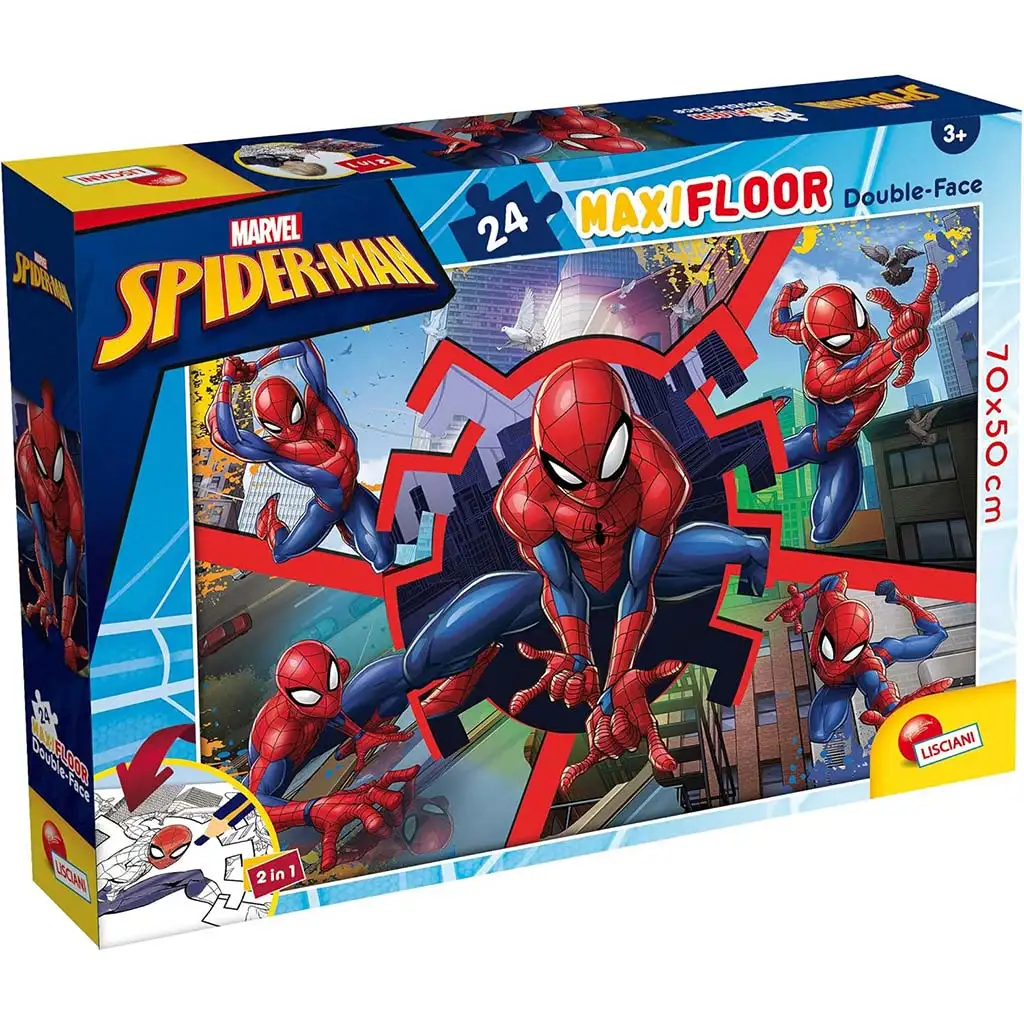 imagen de Spider-Man 2 en 1 maxi puzzle y libro para colorear de 24 piezas 70x50cm - Lisciani 1