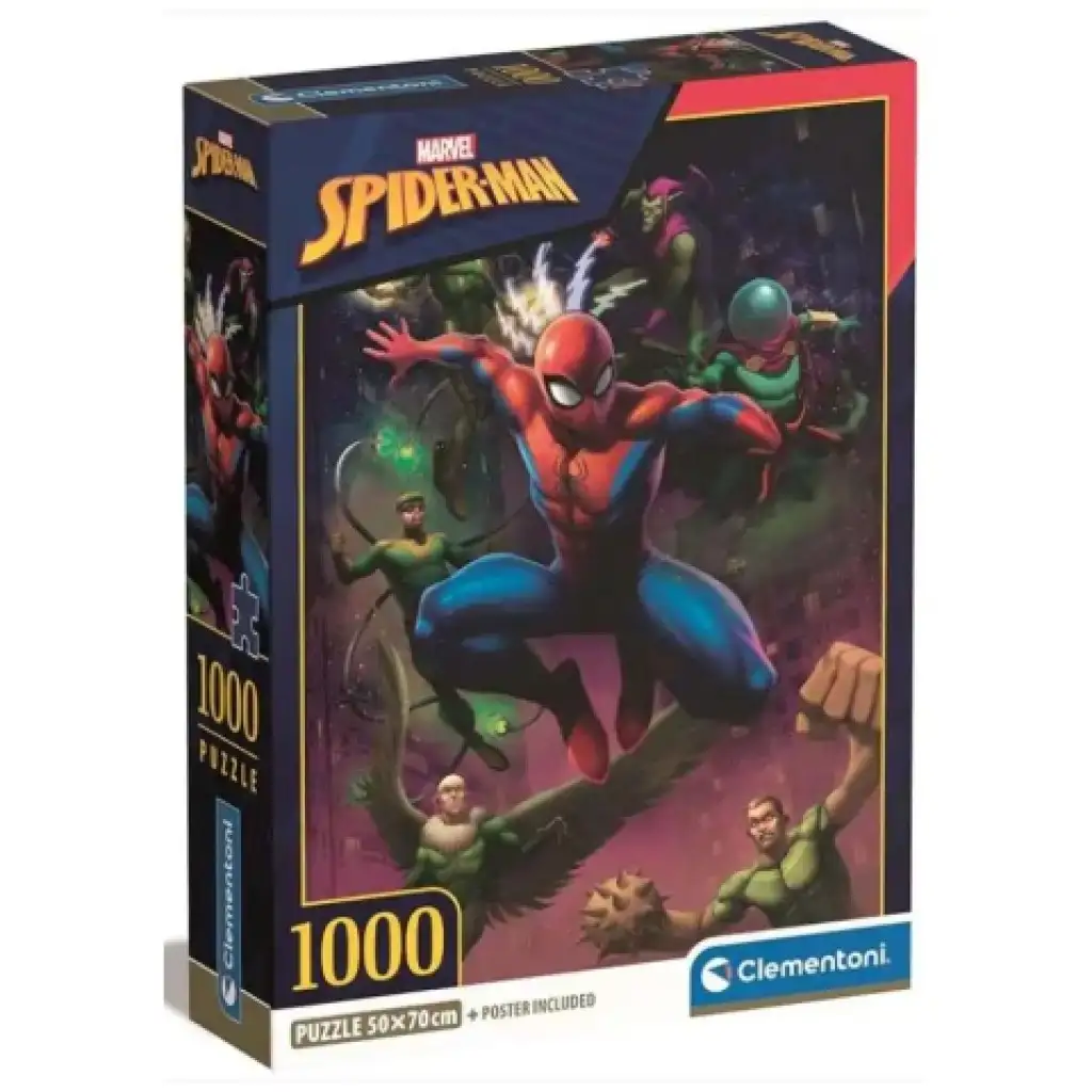 imagen de Spider-Man y sus temibles enemigos puzzle de 1000 piezas con póster - Clementoni 1
