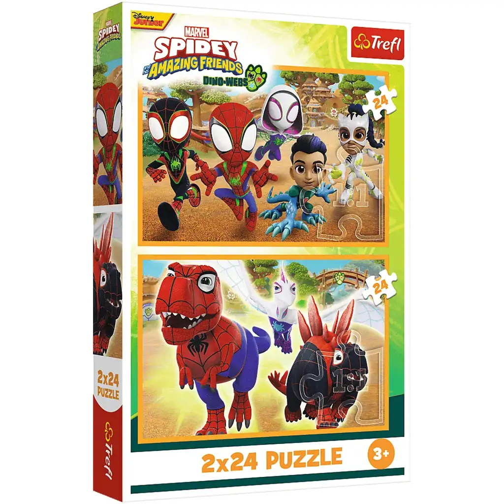 imagen de Spidey y los dinosaurios puzzle de 2x24 piezas - Trefl 1