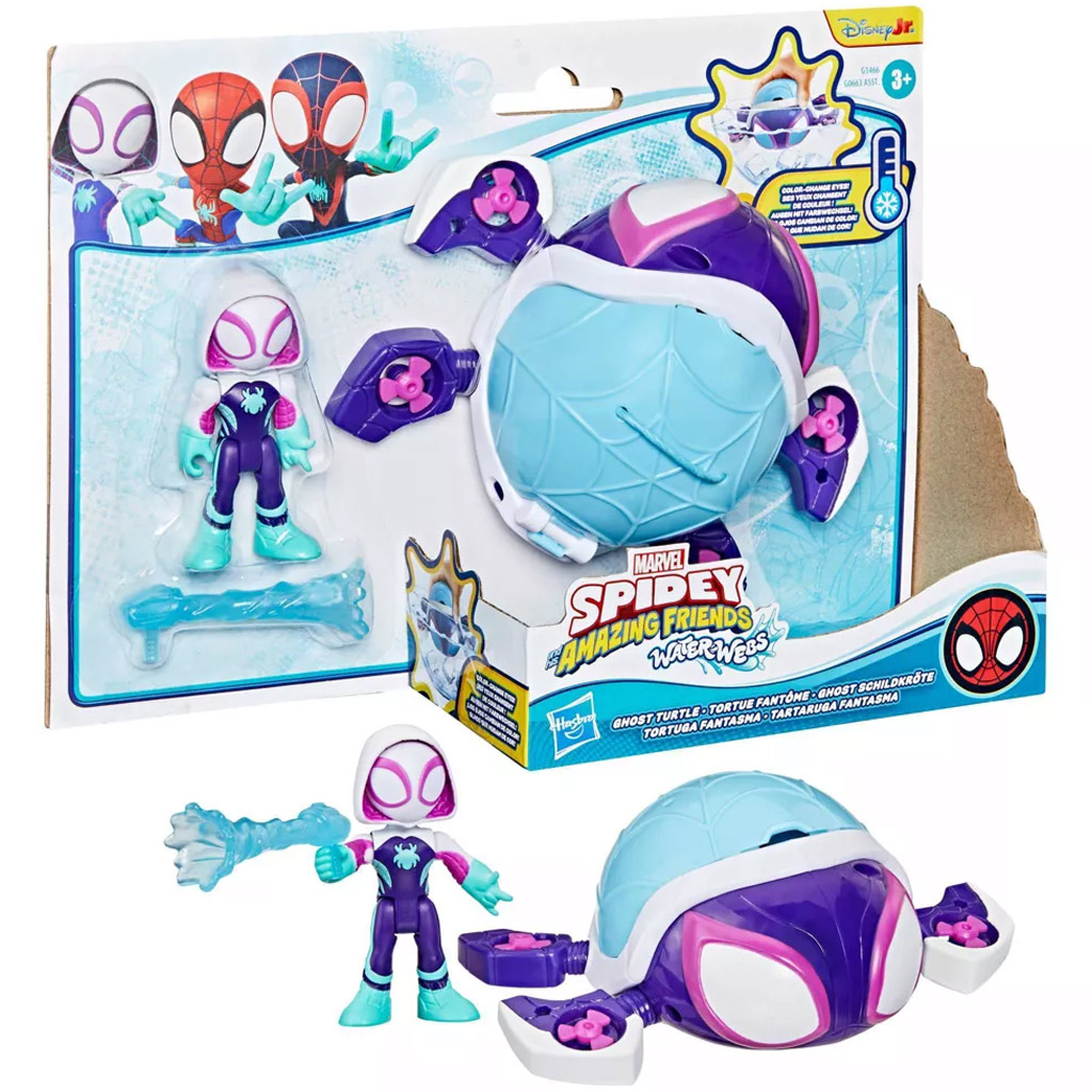 imagen de Spidey y Sus Asombrosos Amigos: Waterwebs figuras y vehículos que cambian de color - Ghost Turtle - Hasbro 1