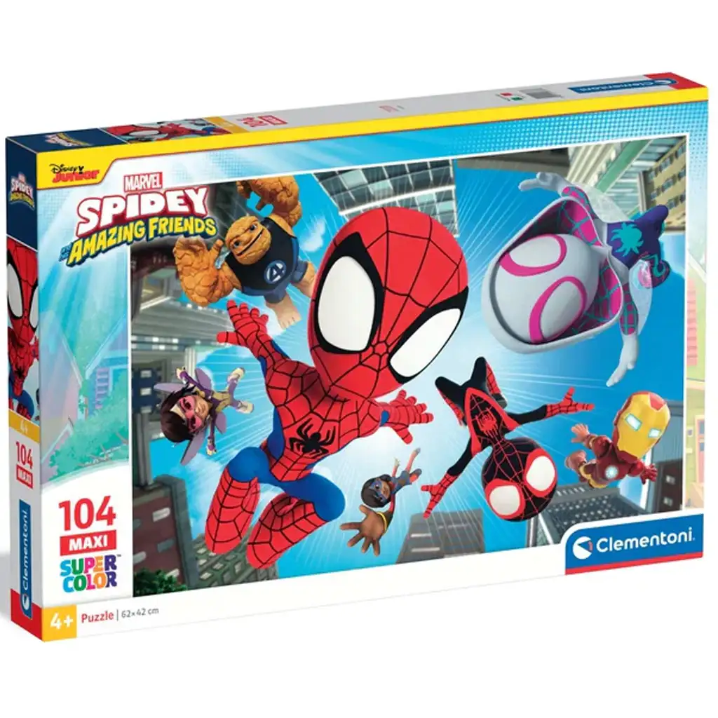 imagen de Spidey y sus maravillosos amigos en misión rompecabezas maxi supercolor de 104 piezas - Clementoni 1