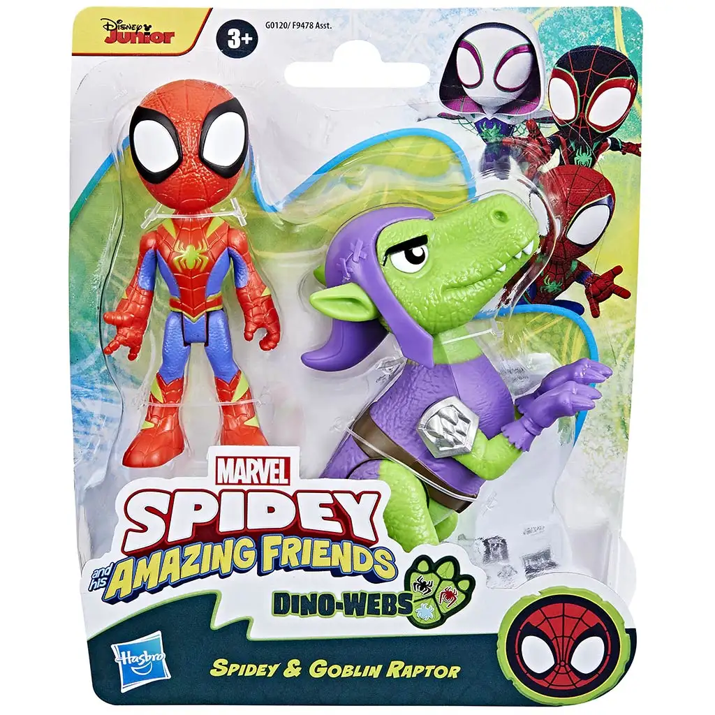 imagen de Spidey y sus maravillosos amigos: Póki y Goblin Dino-Malla Set de Figuras de Acción - Hasbro 1