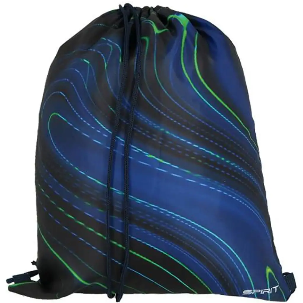 imagen de Spirit: Blue Stripes mochila azul-verde con rayas sobre fondo negro, set de 4 piezas 41x20x32cm 4