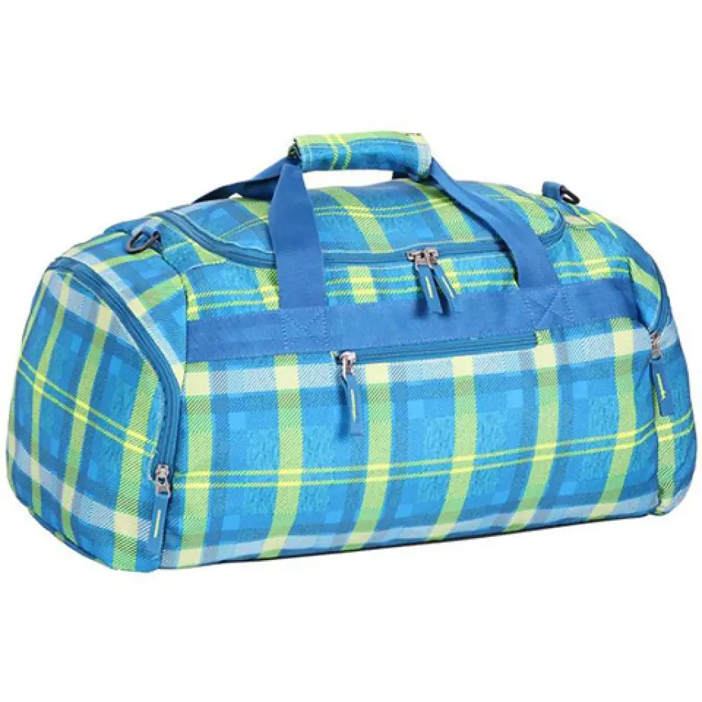 imagen de Spirit: Bolsa de deporte azul claro y verde neón con diseño a rayas 55x31x41cm 1
