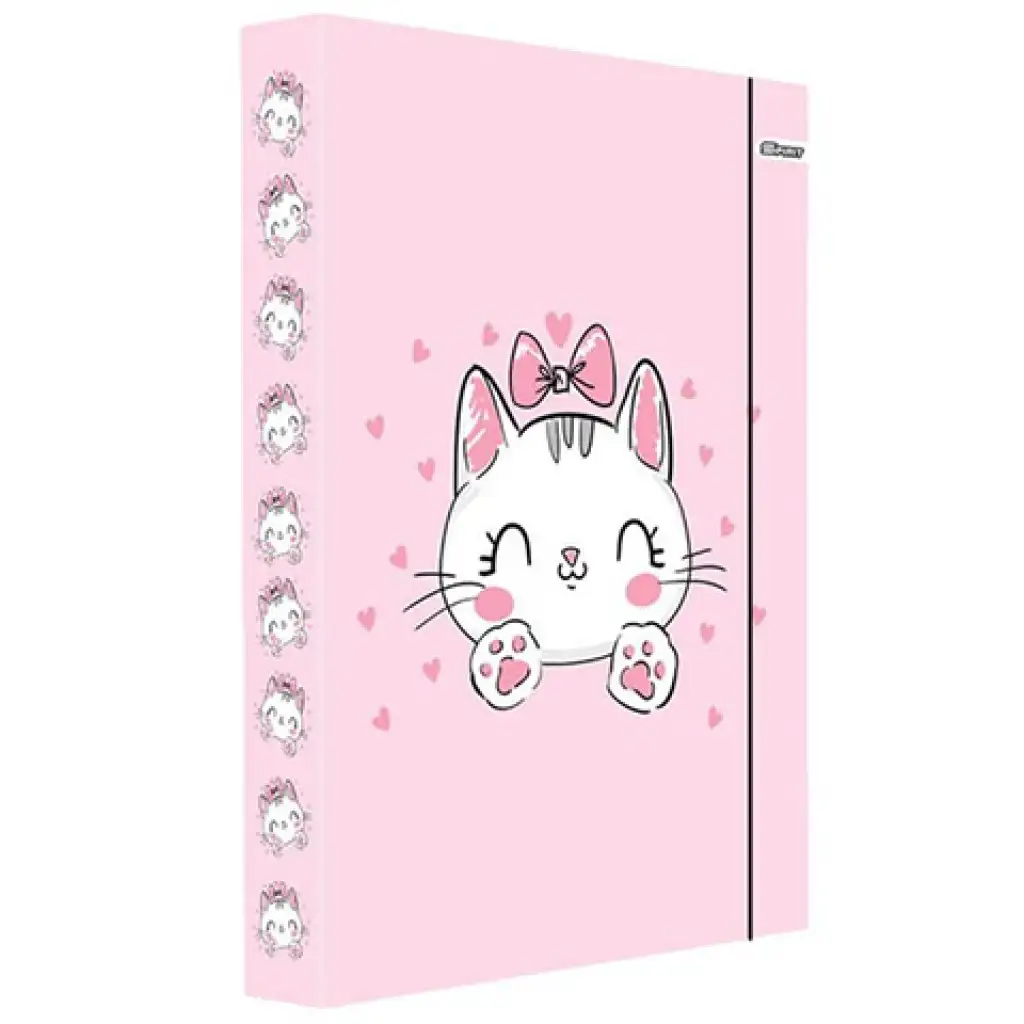 imagen de Spirit: Caja de cuadernos con estampado de gato rosa con banda de goma en tamaño A/4 1