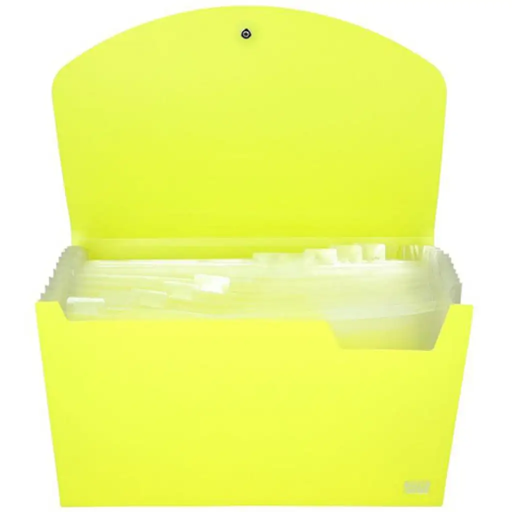 imagen de Spirit: Carpeta de documentos A4 de 12 compartimentos en neón amarillo 2