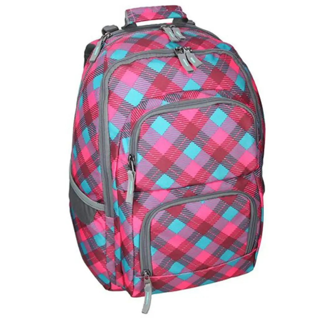 imagen de Spirit: E-Bag rosa y turquesa a cuadros mochila escolar, mochila 46x34x22cm 1