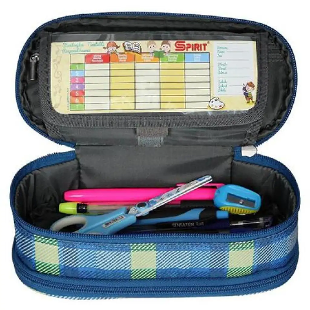 imagen de Spirit: Estuche ovalado a cuadros azul-verde 23x10cm 2