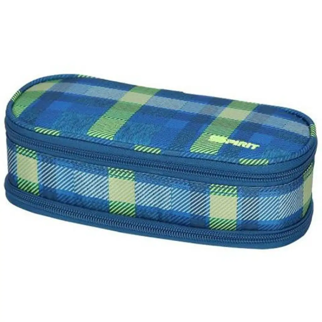 imagen de Spirit: Estuche ovalado a cuadros azul-verde 23x10cm 1