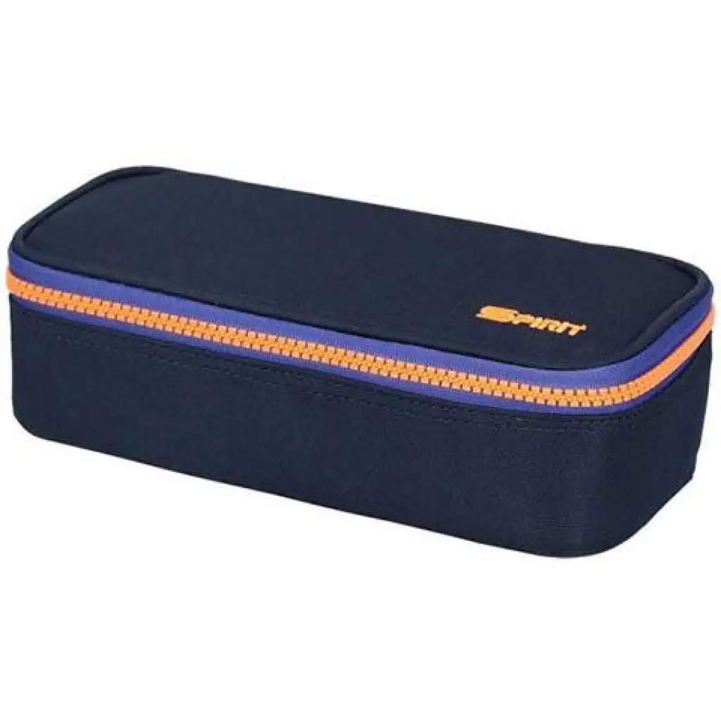 imagen de Spirit: Estuche ovalado azul índigo con cremallera naranja 23x10cm 1