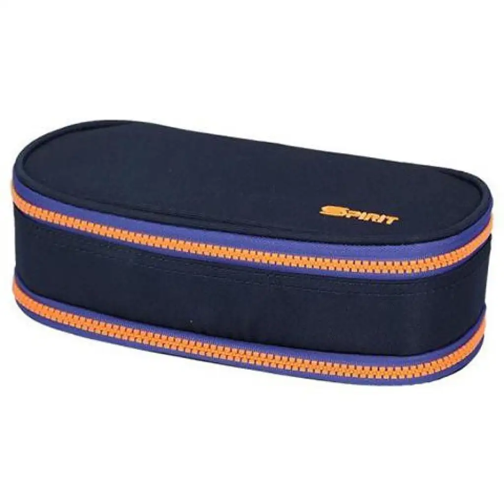 imagen de Spirit: Estuche ovalado azul índigo con cremallera naranja neón 23x10cm 1