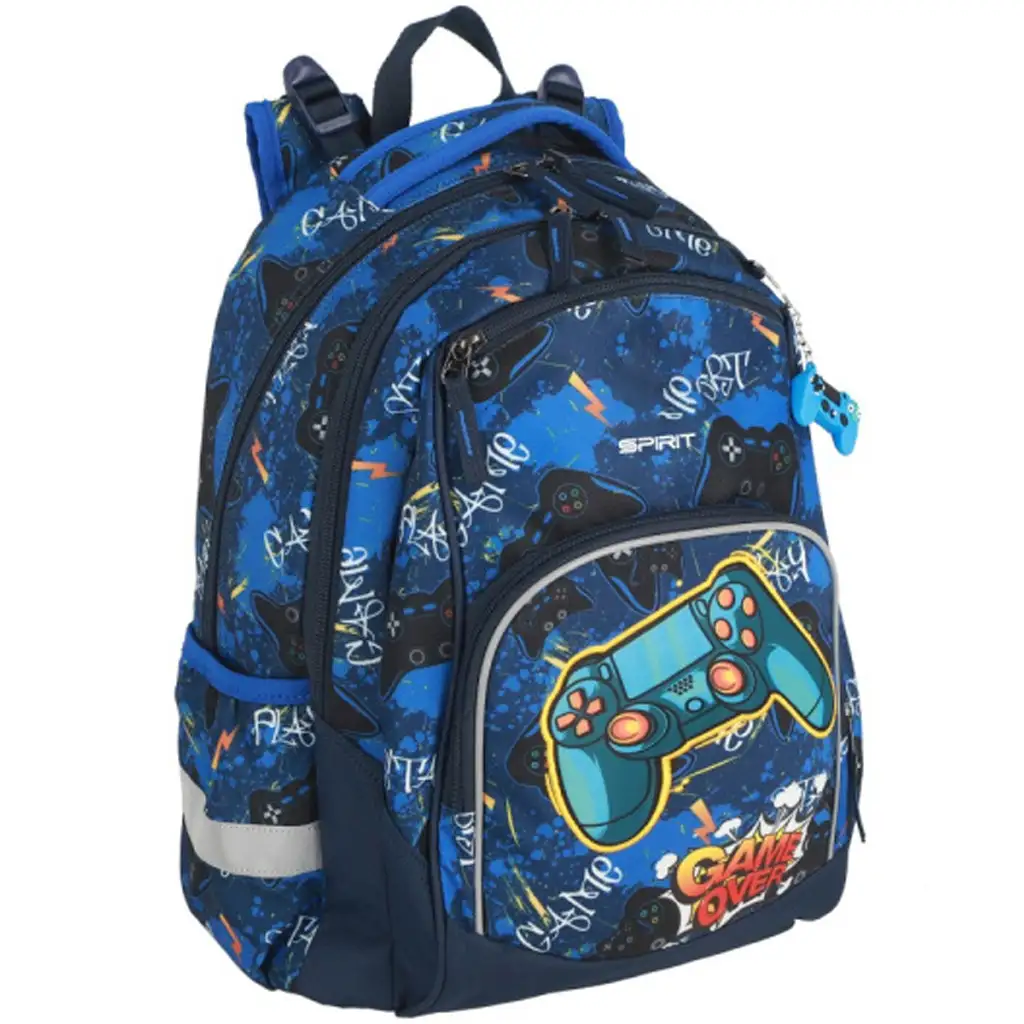 imagen de Spirit: Game over azul mochila escolar 3D con diseño redondeado, mochila 34x26x44cm 1