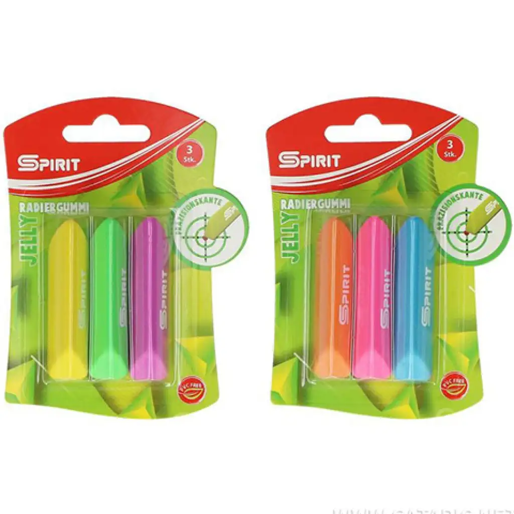 imagen de Spirit: Goma triangular de gelatina en varios colores, set de 3 unidades 1