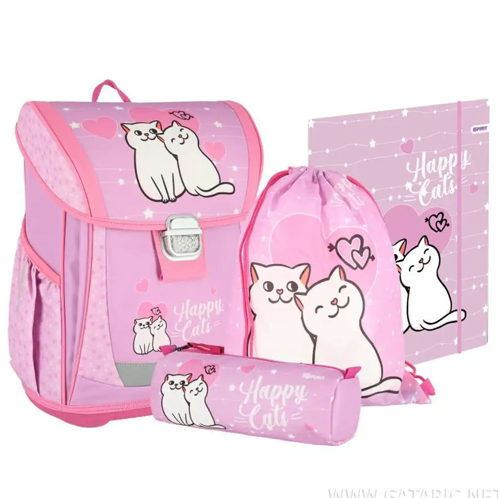 imagen de Spirit: Happy Cat rosa set de mochila escolar de 4 piezas 38x28x17cm 1