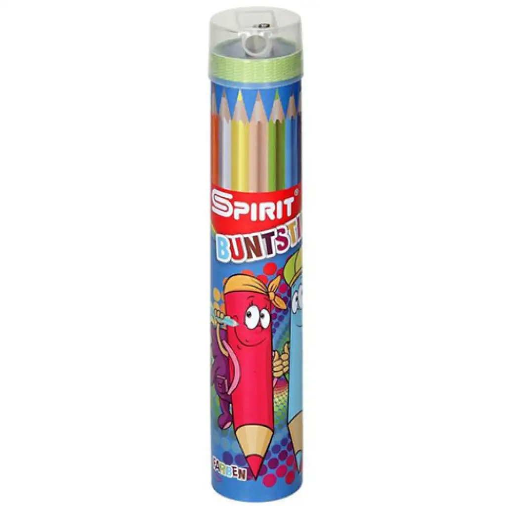 imagen de Spirit: Juego de 12 lápices de colores con sacapuntas en un estuche cilíndrico 1