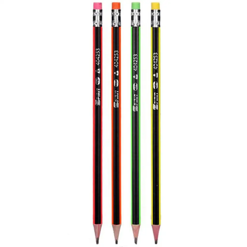 imagen de Spirit: Lápiz de grafito HB triangular neón con goma de borrar en varios colores 1ud 2