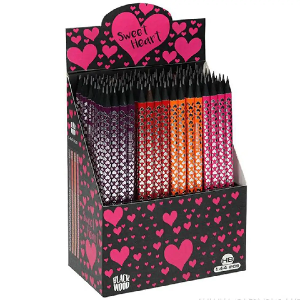 imagen de Spirit: Lápiz grafito negro con diseño de corazones HB 1ud 1