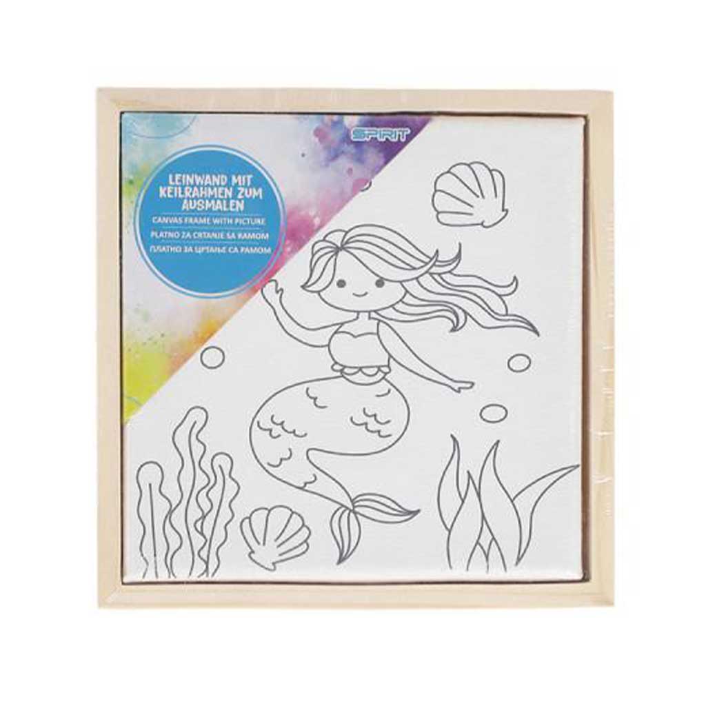 imagen de Spirit: Lienzo pintado con diseño de sirena estirado de 15x15cm 1