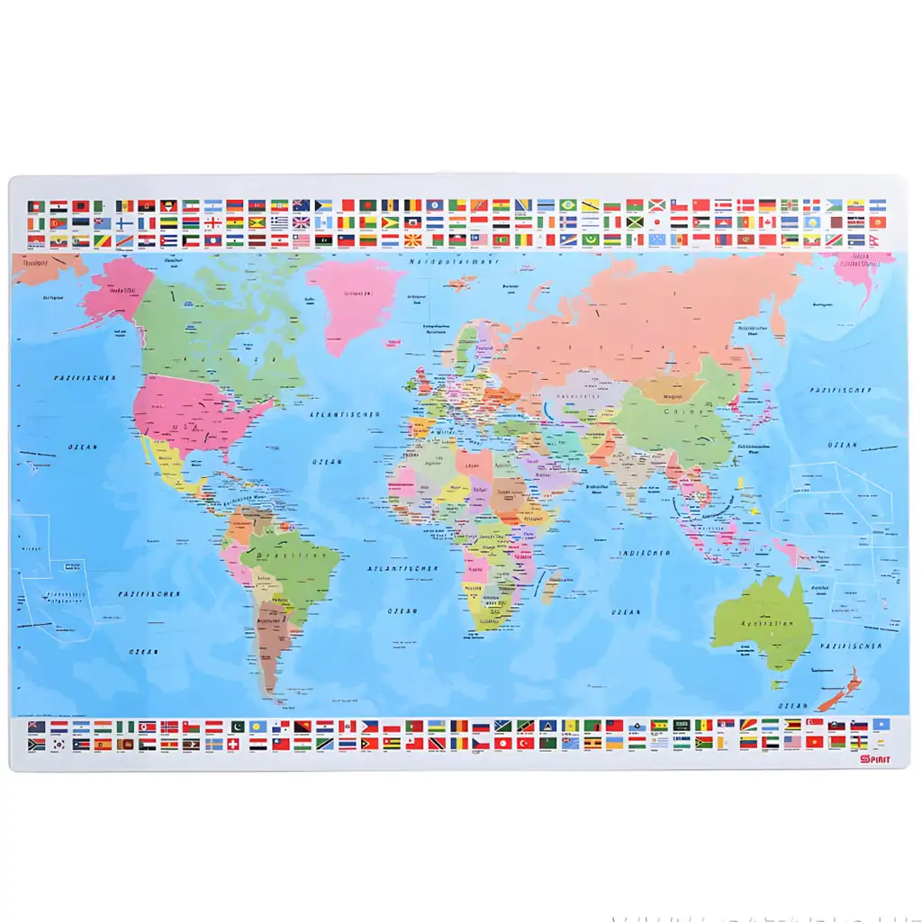 imagen de Spirit: Mapa del mundo con banderas reposabrazos de escritorio 60x40cm 1